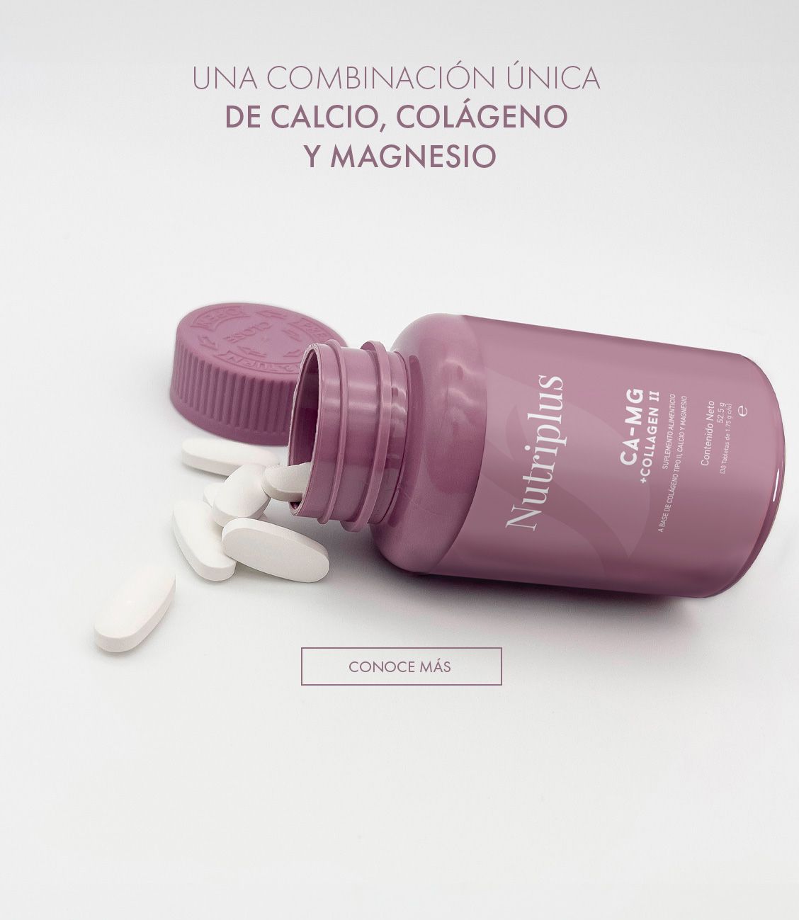 Suplemento alimenticio Calcio, magnesio y colágeno.